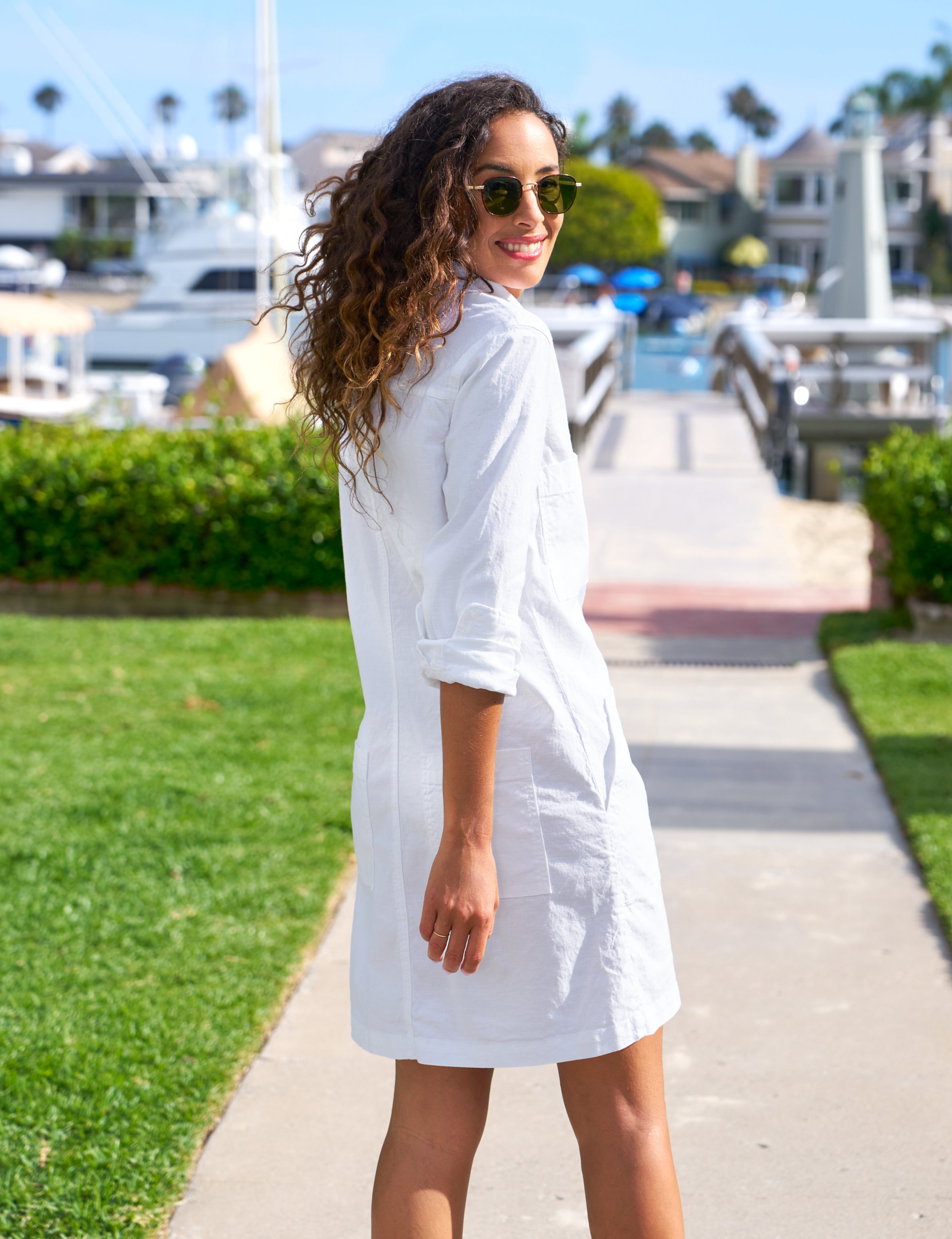 IRELAND DRESS White, Italian Performance Linen