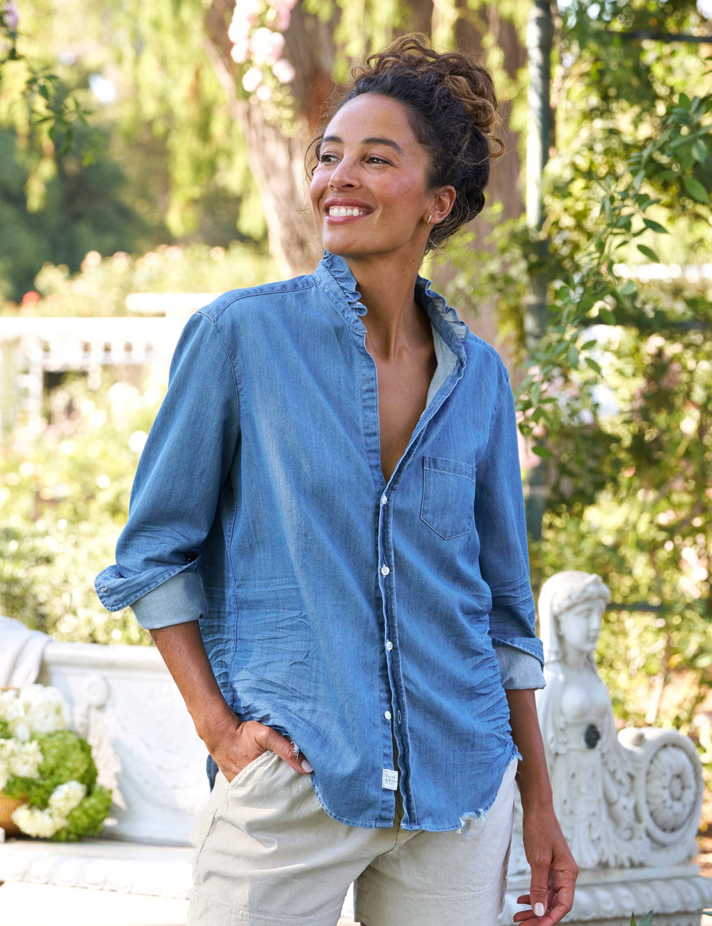 EILEEN RUFFLE Vintage Stonewashed Indigo, Famous Denim