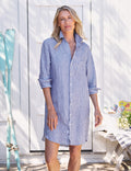 MARY Blue and Navy Stripe, Italian Classic Linen