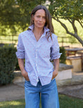 EILEEN Blue Stripe with Red Stars, Italian Cotton
