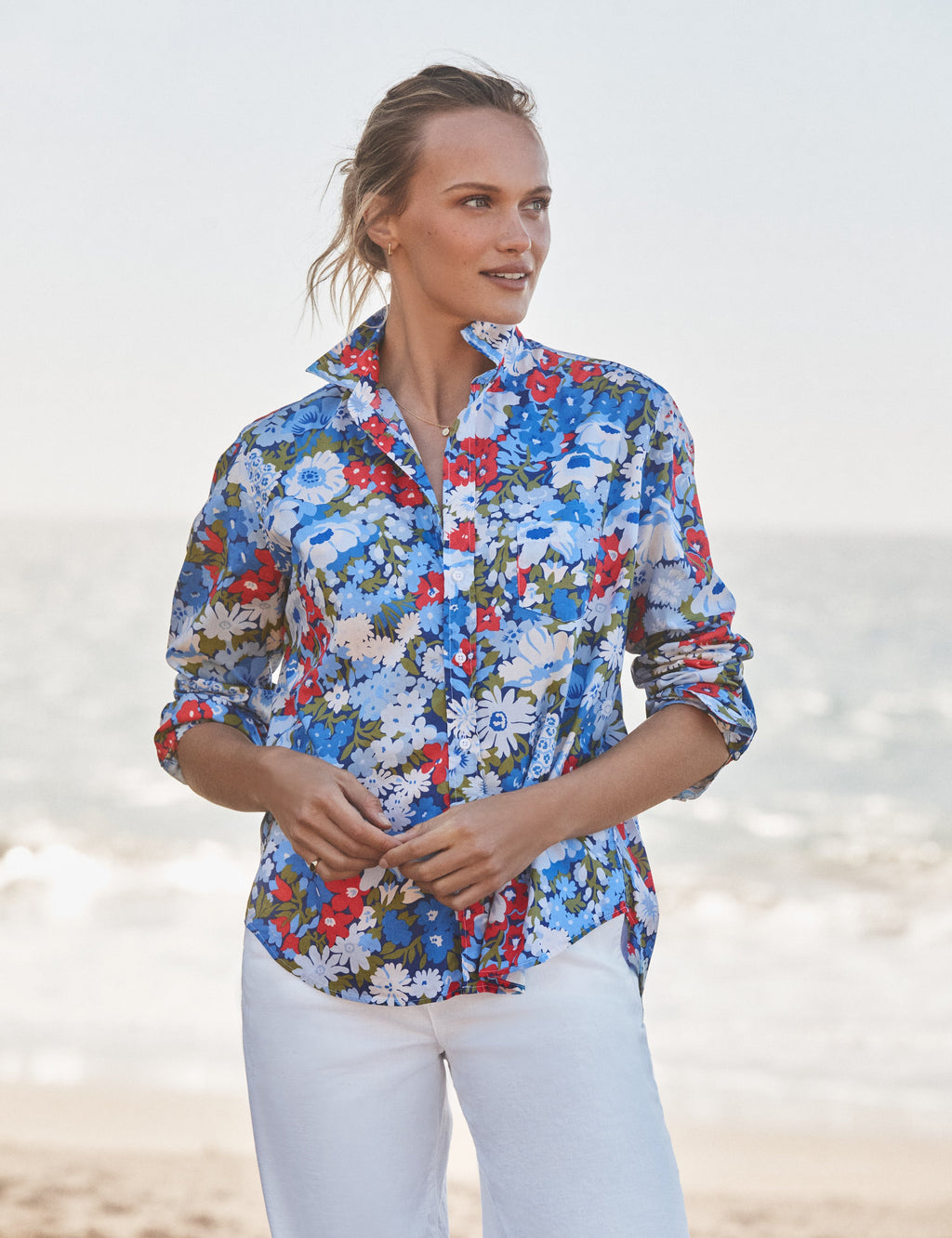 EILEEN Blue and Red Floral, Made with Liberty Fabric