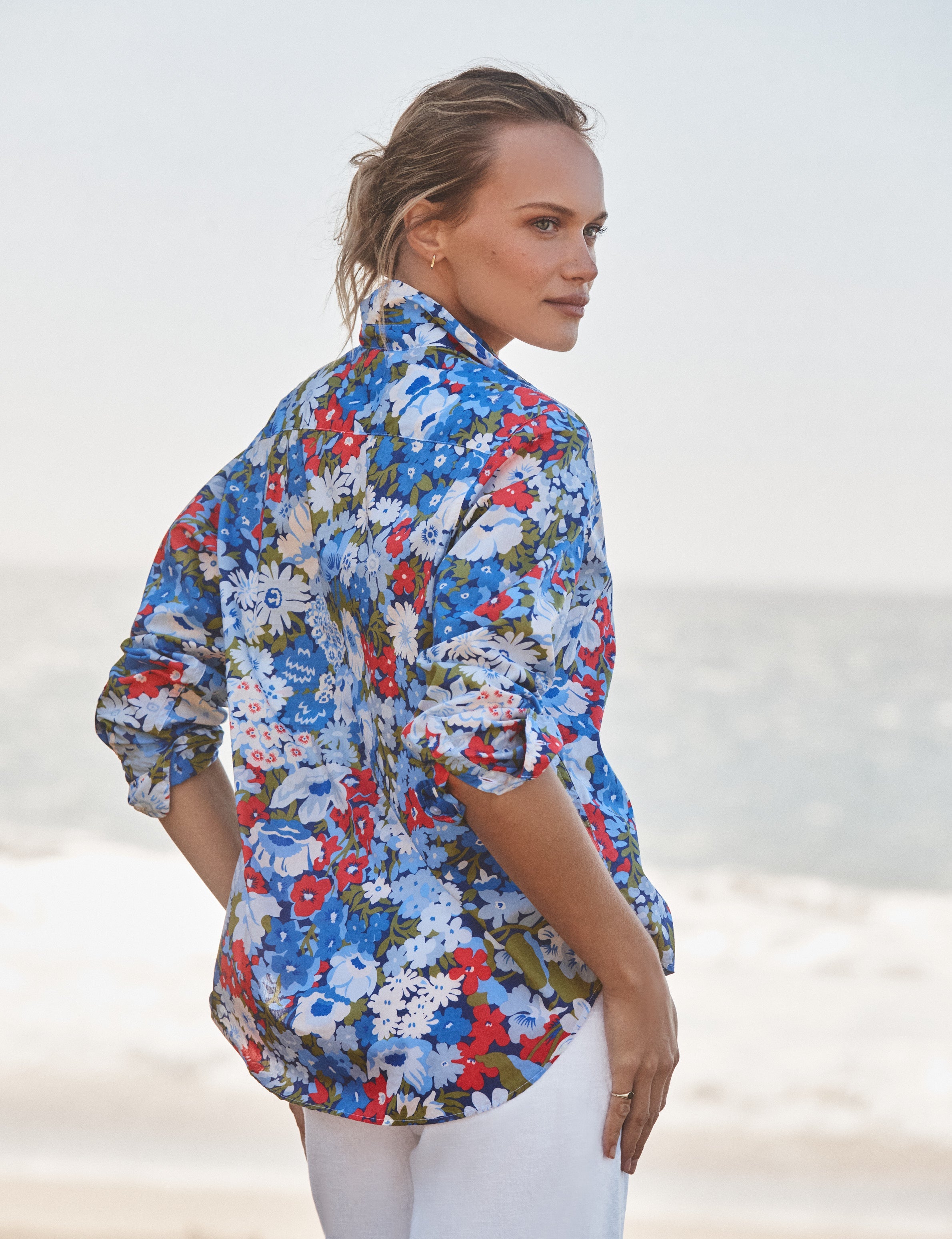 EILEEN Blue and Red Floral, Made with Liberty Fabric