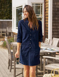 IRELAND DRESS Navy, Italian Performance Linen