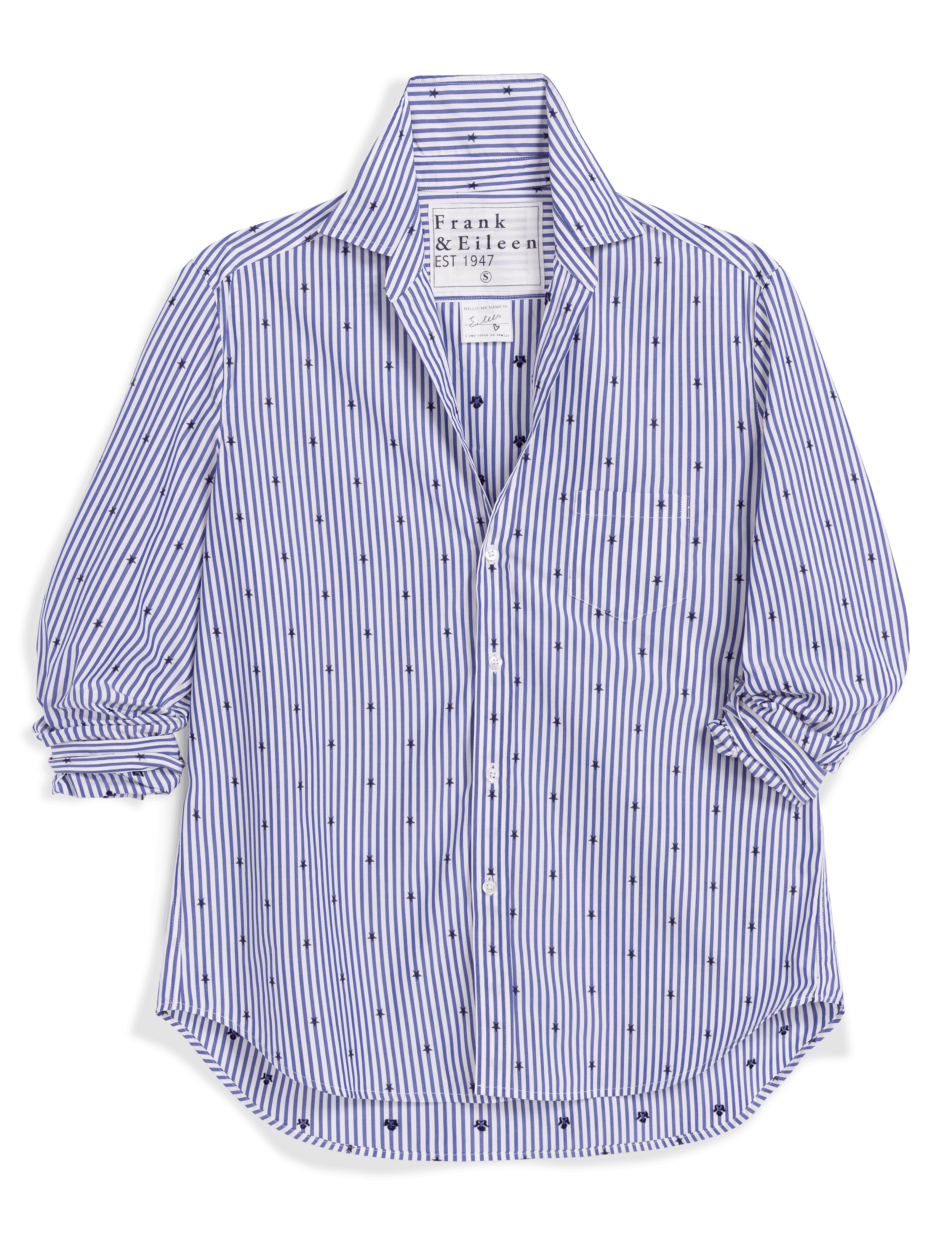 EILEEN Blue Stripe with Navy Stars, Italian Cotton