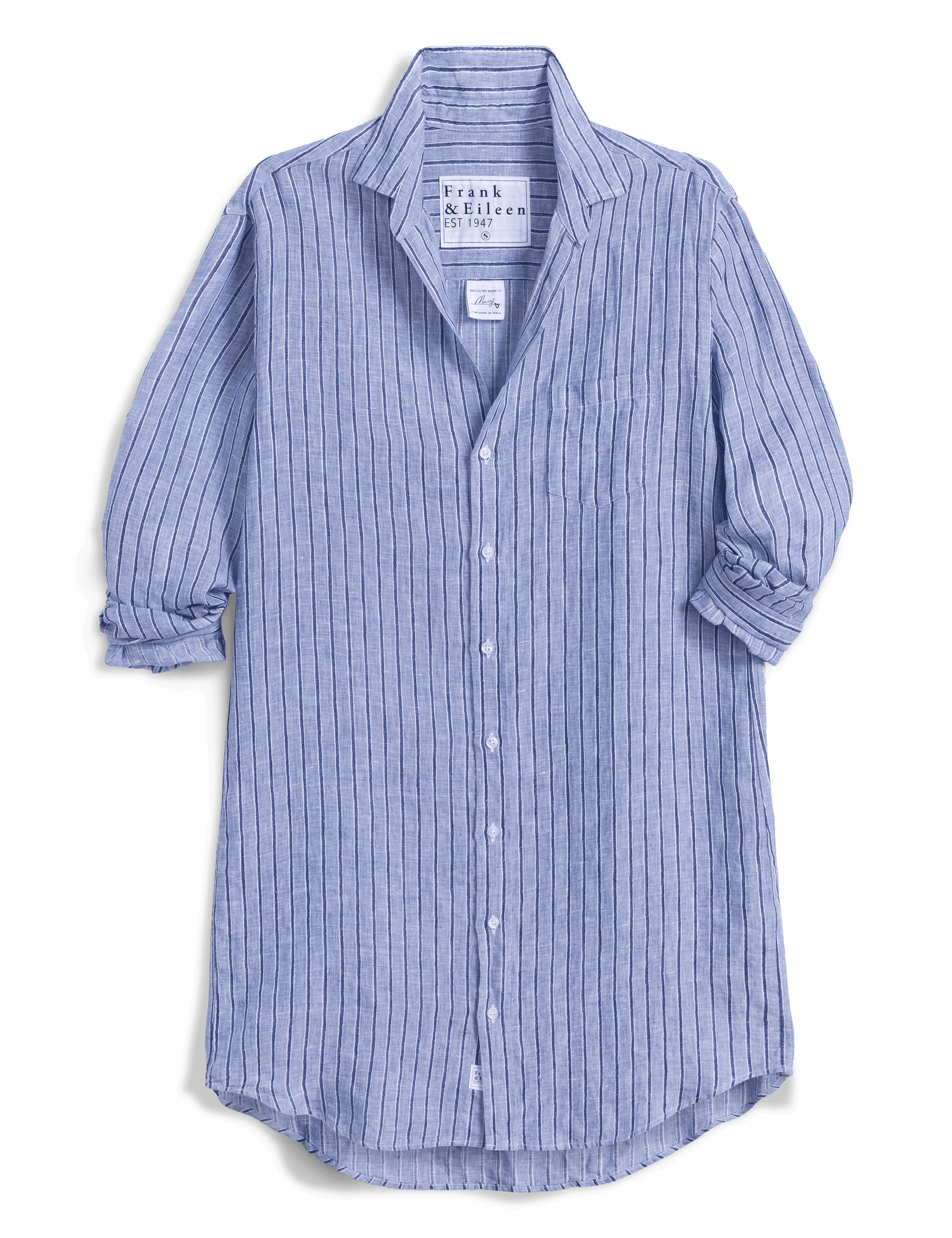MARY Blue and Navy Stripe, Italian Classic Linen