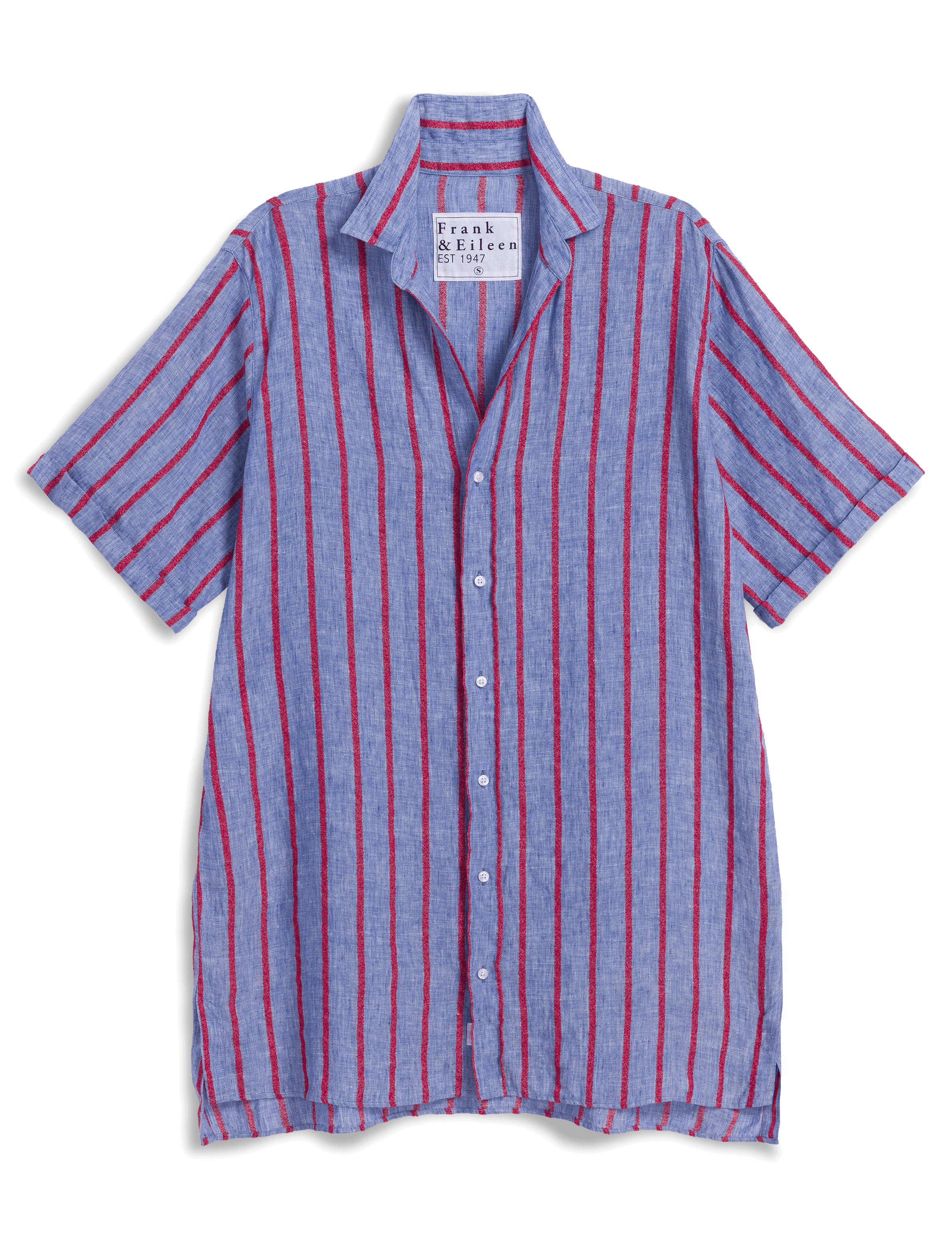 ROSEMARY Blue and Red Textured Stripe, Italian Classic Linen