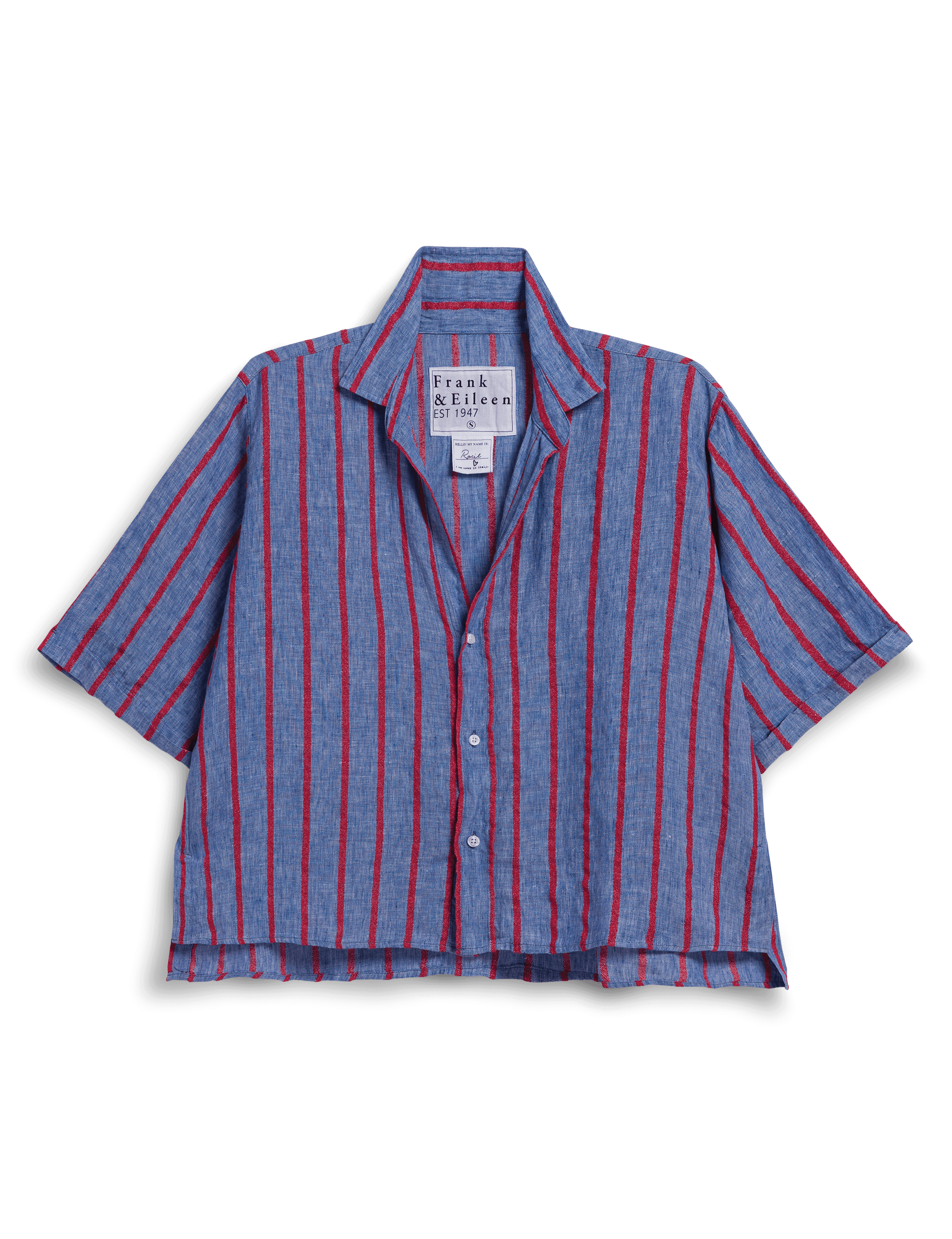 ROSIE Blue and Red Textured Stripe, Italian Classic Linen