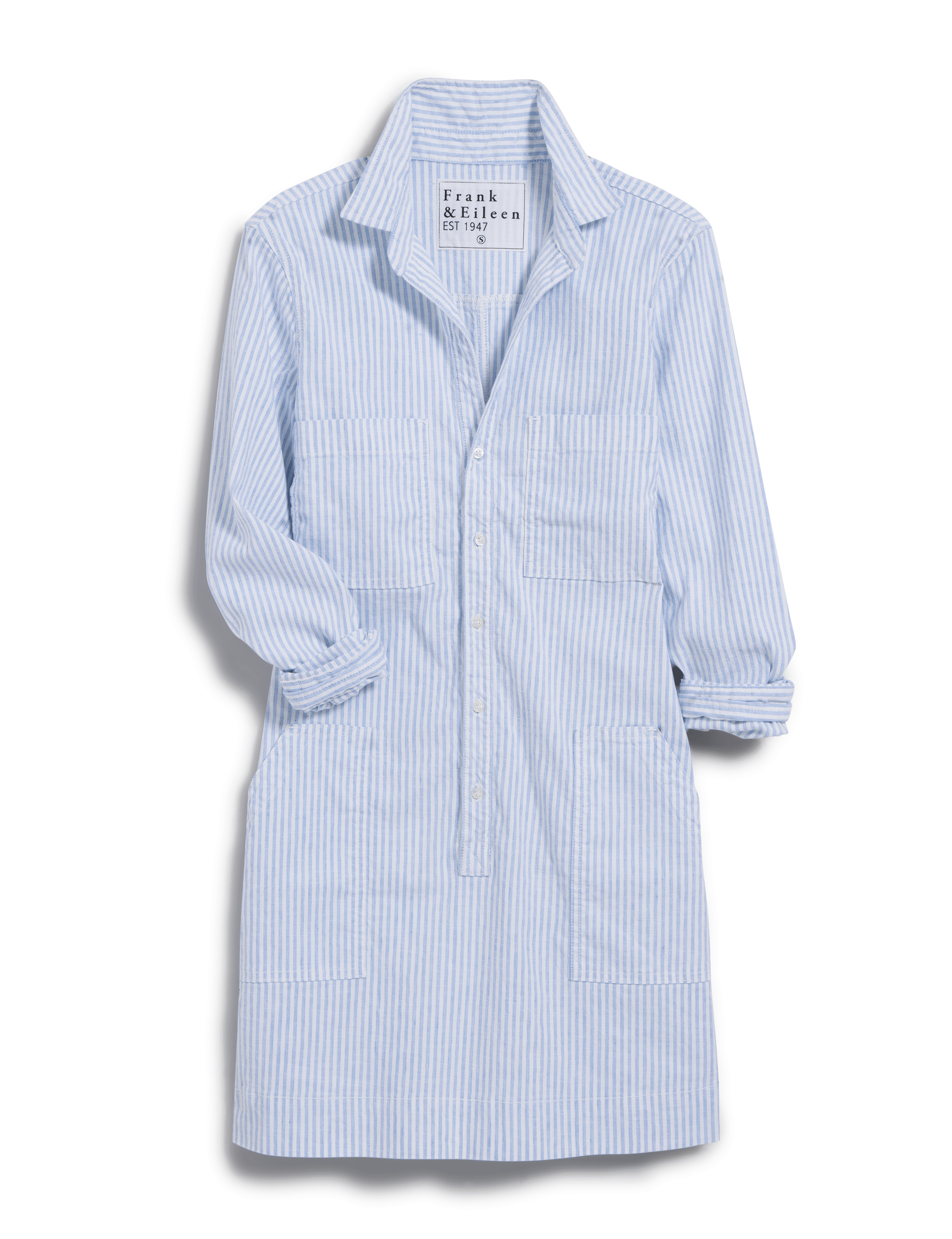 IRELAND DRESS Blue and White Stripe, Italian Performance Linen
