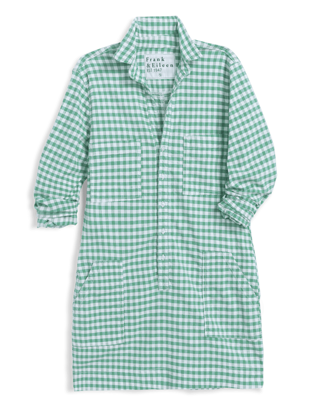 IRELAND DRESS Green Gingham, Italian Performance Linen